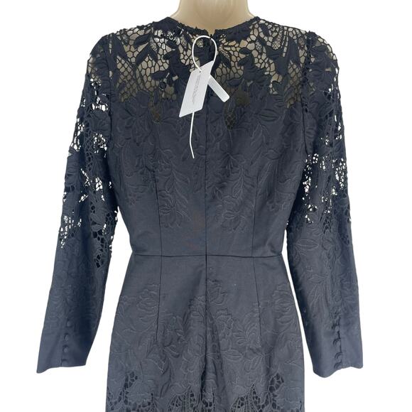 Marchesa Rosa Black Linen Lace Maxi Dress Handkerchief Hem Size 2 - Picture 10 of 15